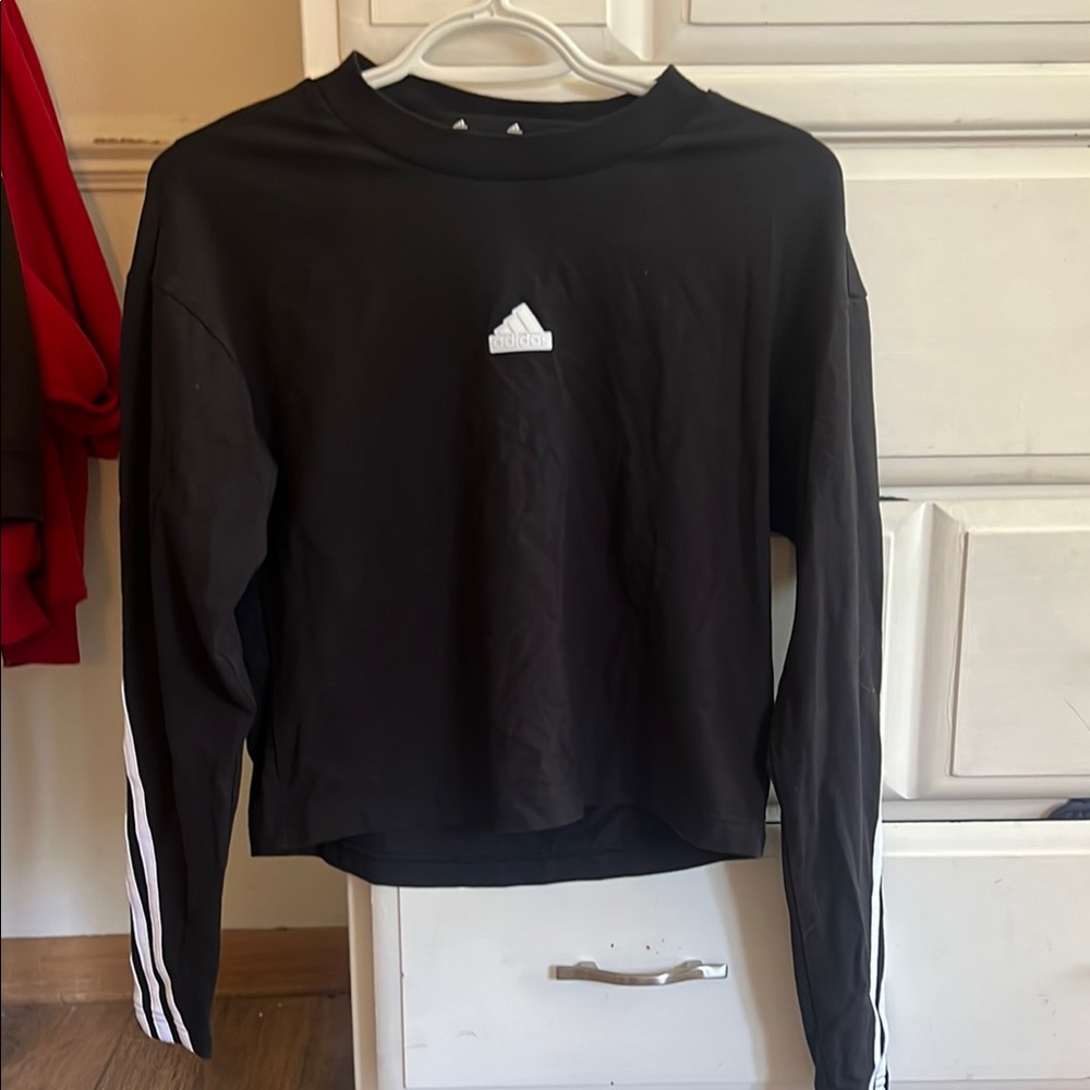 Adidas Black Long Sleeve Top with White Logo